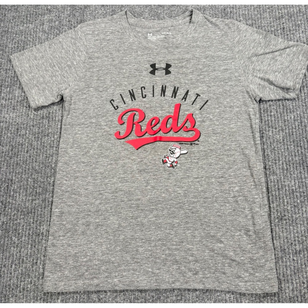 Under Armour Cincinnati Reds Kids Gray Graphic T-Shirt YLG Large Mr Redlegs